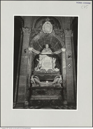 Vorderseite von Bibliotheca Hertziana [https://www.deutsche-digitale-bibliothek.de/content/lizenzen/rv-fz/] Grabmal für Cristoforo Vidman - Gesamtansicht, bh523063_recto. Foto.