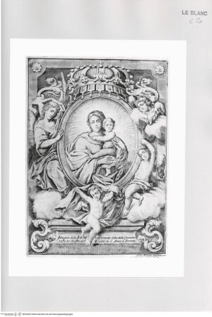 Vorderseite von Istituto Nazionale per la Grafica [http://creativecommons.org/publicdomain/mark/1.0/] Die heilige Jungfrau mit dem Jesuskind, in Ovalrahmung, von Engeln umrandet - , bh526092. Foto.
