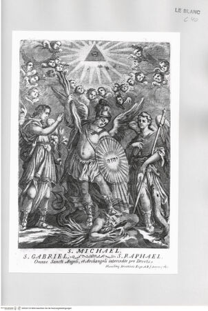 Vorderseite von Istituto Nazionale per la Grafica [http://creativecommons.org/publicdomain/mark/1.0/] Die drei Erzengel Michael, Gabriel und Raphael - , bh526123. Foto.