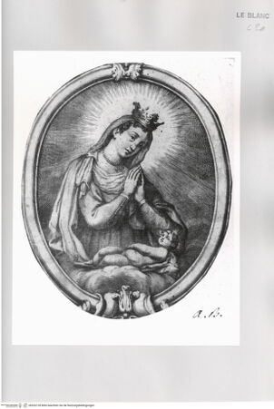 Vorderseite von Istituto Nazionale per la Grafica [http://creativecommons.org/publicdomain/mark/1.0/] Maria betet das Jesuskind an, Ovalrahmung - , bh526128. Foto.