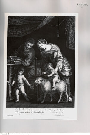 Vorderseite von Istituto Nazionale per la Grafica [http://creativecommons.org/publicdomain/mark/1.0/] Die Heilige Familie mit dem Jesuskind auf dem Lamm reitend und dem Johannesknaben - , bh527372. Foto.