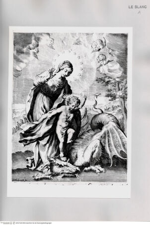 Vorderseite von Istituto Nazionale per la Grafica [http://creativecommons.org/publicdomain/mark/1.0/] Die unbefleckte Jungfrau und das Jesuskind besiegen den Drachen des Bösen - , bh527645. Foto.