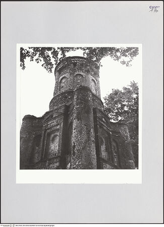 Vorderseite von Bibliotheca Hertziana [https://www.deutsche-digitale-bibliothek.de/content/lizenzen/rv-fz/] Römisches Grabmal, genannt "Conocchia" - Teilansicht, bh527806_recto. Foto: Schwarz, Heinrich Mathias.