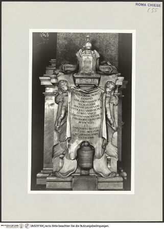 Vorderseite von Sopr. BAS ROMA [https://www.deutsche-digitale-bibliothek.de/content/lizenzen/rv-ez/] Grabmal für Adriaen Vryburch aus Alkmaar, gest. 1628 - , bh529184_recto. Foto.