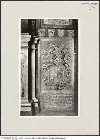 Vorderseite von Sopr. BAS ROMA [https://www.deutsche-digitale-bibliothek.de/content/lizenzen/rv-ez/] Grabstein des Melchior Frundsberg - , bh529194_recto. Foto.