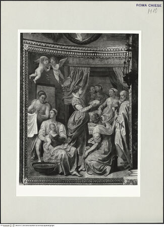 Vorderseite von Sopr. BAS ROMA [https://www.deutsche-digitale-bibliothek.de/content/lizenzen/rv-ez/] MarienzyklusGeburt Mariens - , bh529197_recto. Foto.