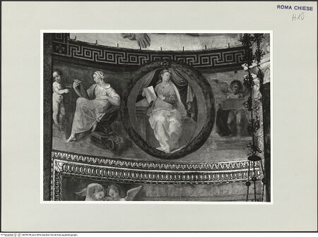 Vorderseite von Sopr. BAS ROMA [https://www.deutsche-digitale-bibliothek.de/content/lizenzen/rv-ez/] MarienzyklusDie Verkündigung - Maria, eine Sibylle, Putten, bh529199_recto. Foto.