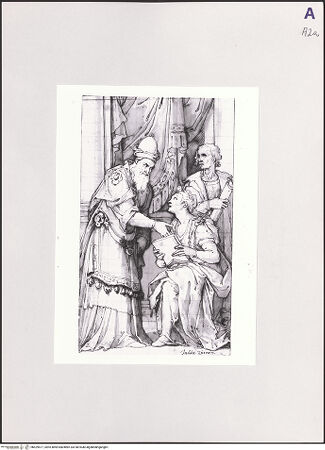 Vorderseite von Sotheby's [https://www.deutsche-digitale-bibliothek.de/content/lizenzen/rv-ez/] Hohepriester, sich an eine Frau mit Tafel wendend - , bh529577_recto. Foto.