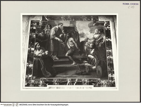 Vorderseite von Sopr. BAS ROMA [https://www.deutsche-digitale-bibliothek.de/content/lizenzen/rv-fz/] Der heilige Laurentius verteilt den Kirchenschatz an die Armen - , bh529683_recto. Foto.