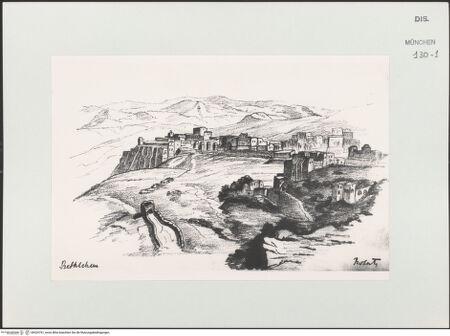 Vorderseite von Bibliotheca Hertziana [https://www.deutsche-digitale-bibliothek.de/content/lizenzen/rv-ez/] Skizzenbuch Vorderasien, Ägypten, PalästinaVedute von Bethlehem - , bh529761_recto. Foto.