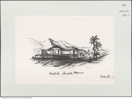 Vorderseite von Bibliotheca Hertziana [https://www.deutsche-digitale-bibliothek.de/content/lizenzen/rv-ez/] Skizzenbuch Vorderasien, Ägypten, PalästinaAnsicht von Aqabah (Akabah, Arabia Petraea) - , bh529762_recto. Foto.