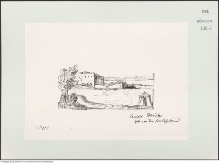 Vorderseite von Bibliotheca Hertziana [https://www.deutsche-digitale-bibliothek.de/content/lizenzen/rv-ez/] Skizzenbuch Vorderasien, Ägypten, PalästinaKastell Jericho - , bh529768_recto. Foto.