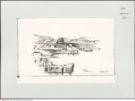 Vorderseite von Bibliotheca Hertziana [https://www.deutsche-digitale-bibliothek.de/content/lizenzen/rv-ez/] Skizzenbuch Vorderasien, Ägypten, PalästinaVedute des Tiberias-Sees - , bh529774_recto. Foto.