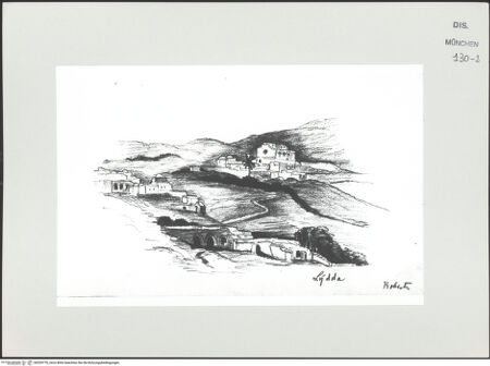 Vorderseite von Bibliotheca Hertziana [https://www.deutsche-digitale-bibliothek.de/content/lizenzen/rv-ez/] Skizzenbuch Vorderasien, Ägypten, PalästinaAnsicht von Lydda bei Jaffa in Palästina - , bh529776_recto. Foto.