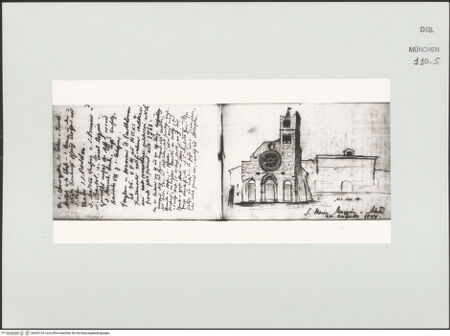 Vorderseite von Bibliotheca Hertziana [https://www.deutsche-digitale-bibliothek.de/content/lizenzen/rv-ez/] Skizzenbuch LatiumTextseite; Alatri, Santa Maria Maggiore - , bh530124_recto. Foto.