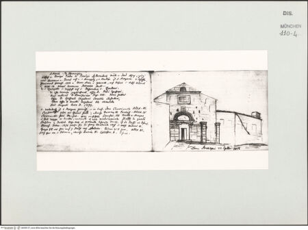 Vorderseite von Bibliotheca Hertziana [https://www.deutsche-digitale-bibliothek.de/content/lizenzen/rv-ez/] Skizzenbuch LatiumTextseite; der Dom von Anagni - rechts, mit Textseite, bh530127_recto. Foto.