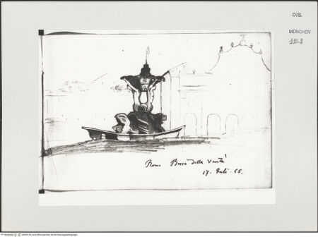 Vorderseite von Bibliotheca Hertziana [https://www.deutsche-digitale-bibliothek.de/content/lizenzen/rv-ez/] Skizzenbuch LatiumDie Fontana dei Tritoni auf der Piazza della Bocca della Verità - , bh530149_recto. Foto.