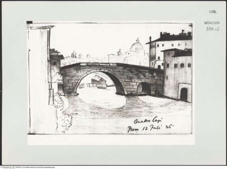 Vorderseite von Bibliotheca Hertziana [https://www.deutsche-digitale-bibliothek.de/content/lizenzen/rv-ez/] Skizzenbuch LatiumAnsicht des Ponte Quattro Capi (Ponte Fabricio) - , bh530151_recto. Foto.