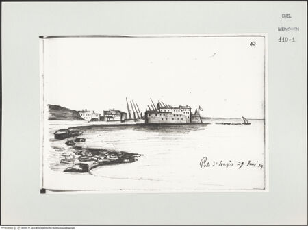 Vorderseite von Bibliotheca Hertziana [https://www.deutsche-digitale-bibliothek.de/content/lizenzen/rv-ez/] Skizzenbuch LatiumPorto d'Anzio - , bh530177_recto. Foto.