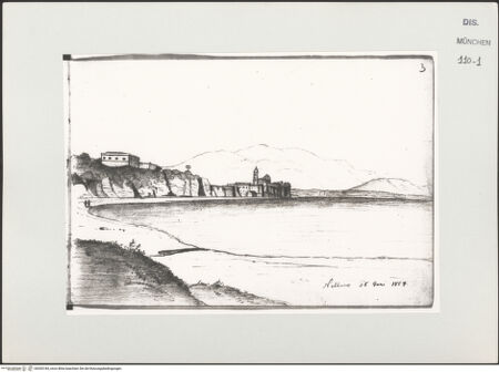 Vorderseite von Bibliotheca Hertziana [https://www.deutsche-digitale-bibliothek.de/content/lizenzen/rv-ez/] Skizzenbuch LatiumVedute von Nettuno - , bh530184_recto. Foto.