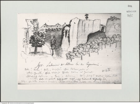 Vorderseite von Bibliotheca Hertziana [https://www.deutsche-digitale-bibliothek.de/content/lizenzen/rv-ez/] Skizzenbuch Capri, SizilienSyrakus: Latomia di Santa Venera - , bh530203_recto. Foto.