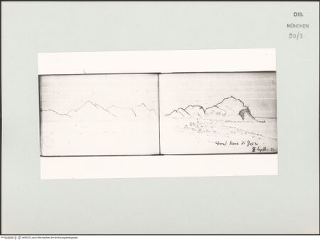 Vorderseite von Bibliotheca Hertziana [https://www.deutsche-digitale-bibliothek.de/content/lizenzen/rv-ez/] Skizzenbuch Capri, SizilienAnsicht von Palermo - , bh530215_recto. Foto.