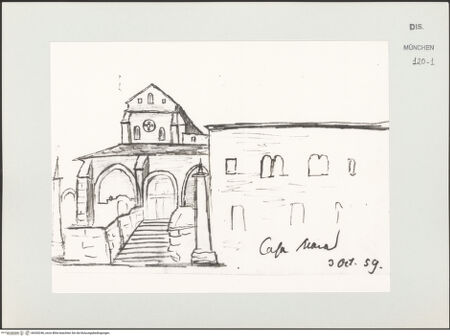 Vorderseite von Bibliotheca Hertziana [https://www.deutsche-digitale-bibliothek.de/content/lizenzen/rv-ez/] Skizzenbuch Latium, KampanienAbbazia di Casamari (Casa Mara) - , bh530246_recto. Foto.