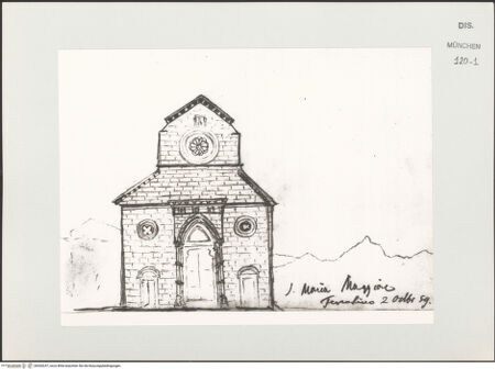 Vorderseite von Bibliotheca Hertziana [https://www.deutsche-digitale-bibliothek.de/content/lizenzen/rv-ez/] Skizzenbuch Latium, KampanienFerentino, Santa Maria Maggiore - , bh530247_recto. Foto.