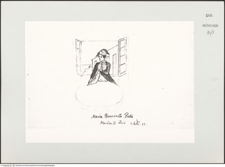 Vorderseite von Bibliotheca Hertziana [https://www.deutsche-digitale-bibliothek.de/content/lizenzen/rv-ez/] Korsika-SkizzenbuchPorträt der Maria Benvenuta Pietà (Marina di Luri in Korsika) - , bh530259_recto. Foto.