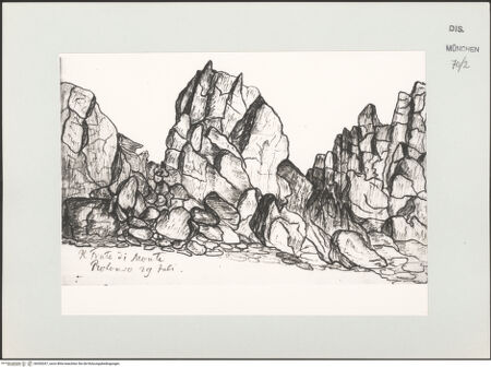 Vorderseite von Bibliotheca Hertziana [https://www.deutsche-digitale-bibliothek.de/content/lizenzen/rv-ez/] Korsika-SkizzenbuchIl Frate di Monte Rotondo (Korsika) - , bh530267_recto. Foto.