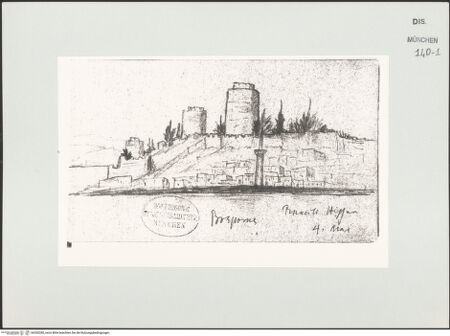 Vorderseite von Bibliotheca Hertziana [https://www.deutsche-digitale-bibliothek.de/content/lizenzen/rv-ez/] Skizzenbuch Vorderasien, Palästina, ZypernBlick auf den Bosporus - , bh530280_recto. Foto.