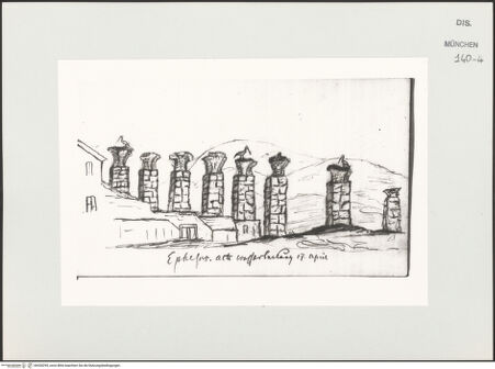 Vorderseite von Bibliotheca Hertziana [https://www.deutsche-digitale-bibliothek.de/content/lizenzen/rv-ez/] Skizzenbuch Vorderasien, Palästina, ZypernSelçuk (Ephesus), Byzantinisches Aquädukt (Alte Wasserleitung) - , bh530295_recto. Foto.