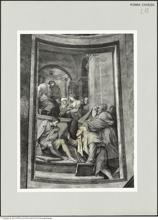 Vorderseite von Sopr. BAS ROMA [https://www.deutsche-digitale-bibliothek.de/content/lizenzen/rv-ez/] KapellenausmalungBarbara vor dem Richter - , bh530301_recto. Foto.