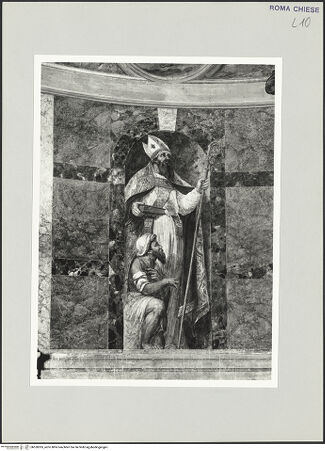 Vorderseite von Sopr. BAS ROMA [https://www.deutsche-digitale-bibliothek.de/content/lizenzen/rv-ez/] KapellenausmalungDer heilige Martin von Tours mit einem Bettler - , bh530305_recto. Foto.