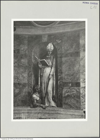 Vorderseite von Sopr. BAS ROMA [https://www.deutsche-digitale-bibliothek.de/content/lizenzen/rv-ez/] KapellenausmalungDer heilige Lambertus mit einem Bettler - , bh530306_recto. Foto.