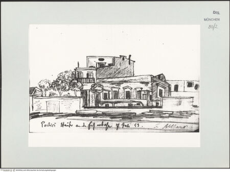 Vorderseite von Bibliotheca Hertziana [https://www.deutsche-digitale-bibliothek.de/content/lizenzen/rv-ez/] Skizzenbuch Latium, Kampanien, CapriHäuser bei Portici - , bh530564_recto. Foto.