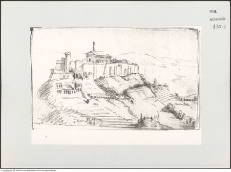 Vorderseite von Bibliotheca Hertziana [https://www.deutsche-digitale-bibliothek.de/content/lizenzen/rv-ez/] Skizzenbuch Vorderasien, Ägypten, PalästinaAthen, Parthenon vor der Explosion (nach einer Vorlage von 1687) - , bh530716_recto. Foto.