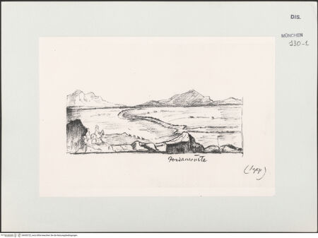 Vorderseite von Bibliotheca Hertziana [https://www.deutsche-digitale-bibliothek.de/content/lizenzen/rv-ez/] Skizzenbuch Vorderasien, Ägypten, PalästinaAnsicht der Jordanwüste - , bh530722_recto. Foto.