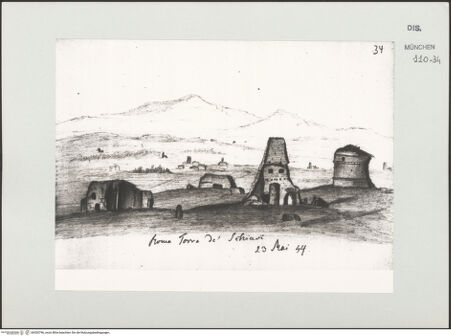 Vorderseite von Bibliotheca Hertziana [https://www.deutsche-digitale-bibliothek.de/content/lizenzen/rv-ez/] Skizzenbuch Latium, RomRoma, Tor de' Schiavi - , bh530796_recto. Foto.