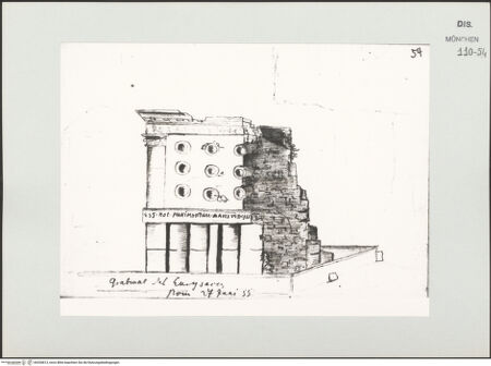 Vorderseite von Bibliotheca Hertziana [https://www.deutsche-digitale-bibliothek.de/content/lizenzen/rv-ez/] Skizzenbuch Latium, RomRoma, Grabmal des Eurysakes (Eurisace) - , bh530813_recto. Foto.