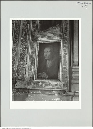 Vorderseite von Sopr. BAS ROMA [https://rightsstatements.org/page/CNE/1.0/] KapellenausstattungDie Heiligen Georg und Paulus sowie ein Porträt der Stifterin - Detail, Porträt der Stifterin, bh530844_recto. Foto.