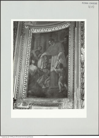 Vorderseite von Sopr. BAS ROMA [https://www.deutsche-digitale-bibliothek.de/content/lizenzen/rv-ez/] KapellenausstattungKarl Borromäus besucht Pestkranke in Mailand - , bh530856_recto. Foto.