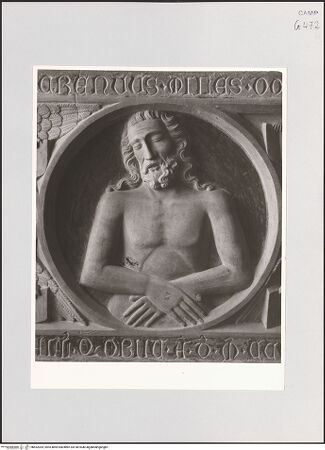 Vorderseite von Sopr. BAS NA [https://www.deutsche-digitale-bibliothek.de/content/lizenzen/rv-ez/] Sarkophagfront des Gurello Caracciolo (gest. 1402) - Detail: Christus, bh532034_recto. Foto.