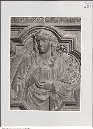 Vorderseite von Sopr. BAS NA [https://www.deutsche-digitale-bibliothek.de/content/lizenzen/rv-ez/] Grabmal des Antonio Carafa, genannt Malizia (gest. 1438) - Detail: Maria Magdalena, bh532040_recto. Foto.