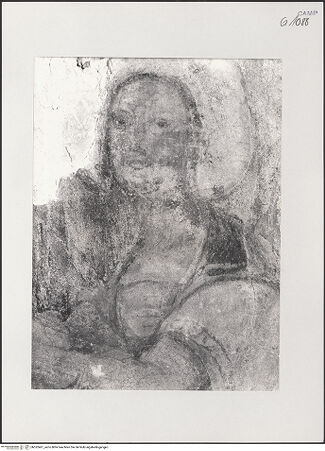 Vorderseite von Pedicini, Luciano [https://www.deutsche-digitale-bibliothek.de/content/lizenzen/rv-ez/] Geschichten von San Ladislao. SinopienHeiliger Ladislaus verehrt die Stephanskrone. Einweihung der Santa Maria Incoronata - Weihung der Santa Maria Incoronata. Detail des Kopfes einer Frau, bh532461_recto. Foto: Pedicini, Luciano.