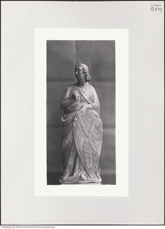 Vorderseite von Sopr. BAS NA [https://www.deutsche-digitale-bibliothek.de/content/lizenzen/rv-ez/] Grabmal der Königin Maria von UngarnSchildhaltender Engel - Engel mit Schild, bh532470_recto. Foto.