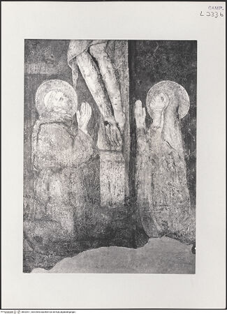 Vorderseite von Pedicini, Luciano [https://www.deutsche-digitale-bibliothek.de/content/lizenzen/rv-ez/] Kreuzigung mit Heiligen Maria, Johannes, Franz von Assisi, Klara und Engeln - Detail: Franziskus und Klara, bh532611_recto. Foto: Pedicini, Luciano.