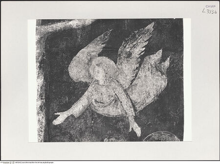 Vorderseite von Pedicini, Luciano [https://www.deutsche-digitale-bibliothek.de/content/lizenzen/rv-ez/] Kreuzigung mit Heiligen Maria, Johannes, Franz von Assisi, Klara und Engeln - Detail: Engel (unten rechts), bh532622_recto. Foto: Pedicini, Luciano.