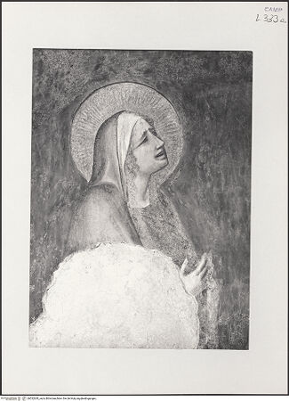 Vorderseite von Pedicini, Luciano [https://www.deutsche-digitale-bibliothek.de/content/lizenzen/rv-ez/] Kreuzigung mit Heiligen Maria, Johannes, Magdalena und Engeln - Detail: Maria, bh532630_recto. Foto: Pedicini, Luciano.