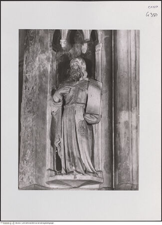 Vorderseite von Sopr. BAS NA [https://www.deutsche-digitale-bibliothek.de/content/lizenzen/rv-ez/] Grabmal des Königs Robert I.Heiligen und Propheten - Pfeiler, Detail: Prophet, bh532677_recto. Foto.